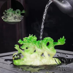 Фігурка чайна Ча Шень Зелений Дракон що змінює колір