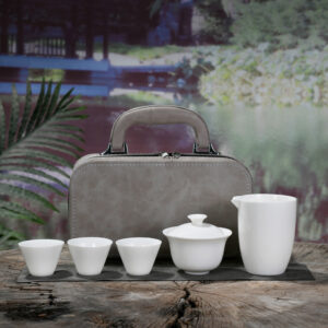 Дорожній чайний набір посуду у кейсі з кераміки 6 предметів