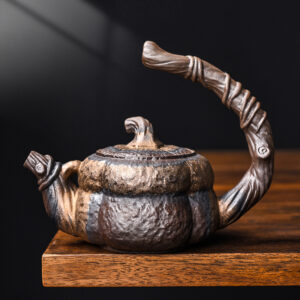 Керамічний чайник “Гарбуз” 260 мл у глазурі Gold Iron Glaze
